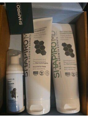 Shapiro MD DHT Fighting Shampoo & Conditioner+Leave In Daily Foamer Set (3) New